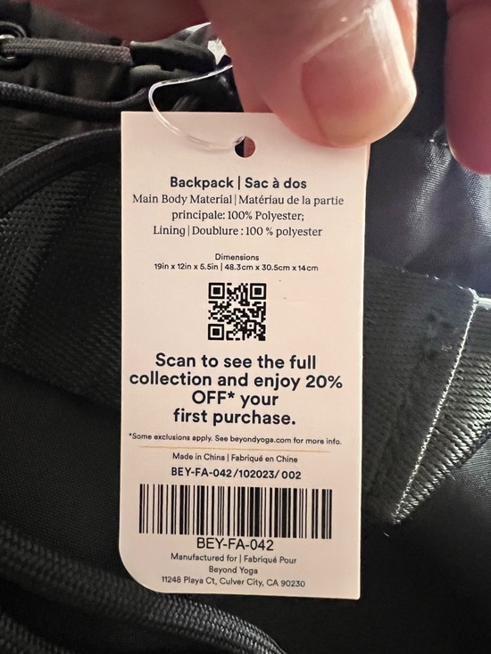NWT BEYOND YOGA Large Black Convertible Yoga Workout Backpack Orig $100 main image 6